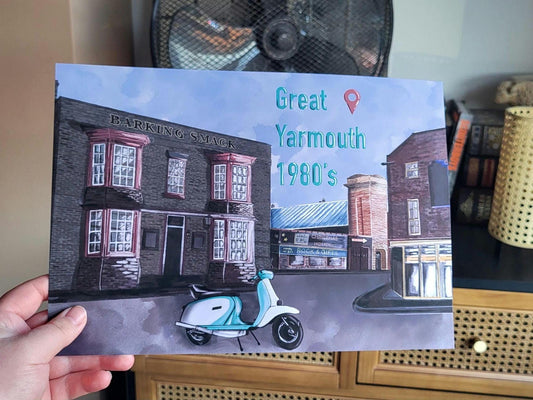 Great Yarmouth 1980's - The Barking Smack Scooter Lambretta Print