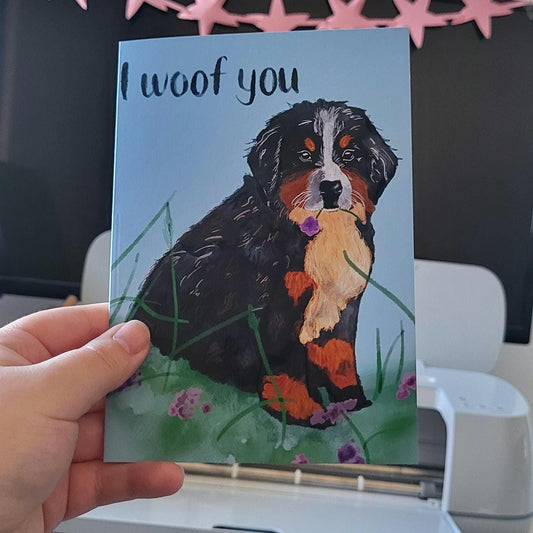 Bernese Mountain Puppy “I Woof You” Greeting/Birthday/Anniversary Card
