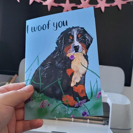 Bernese Mountain Puppy “I Woof You” Greeting/Birthday/Anniversary Card