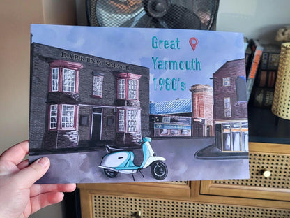 Great Yarmouth 1980's - The Barking Smack Scooter Lambretta Print