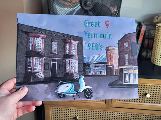 Great Yarmouth 1980's - The Barking Smack Scooter Lambretta Print