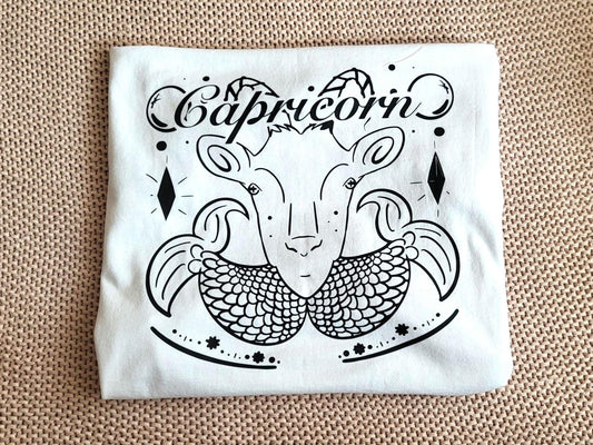 Capricorn Design Unisex Cotton T-shirt - available in different sizes and colours