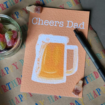 Fathers Day/thank you Beer Card "Cheers Dad"