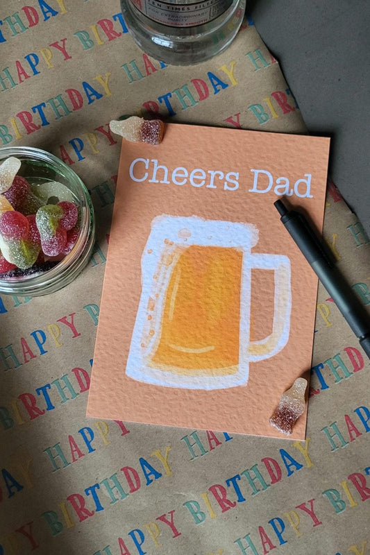 Fathers Day/thank you Beer Card "Cheers Dad"